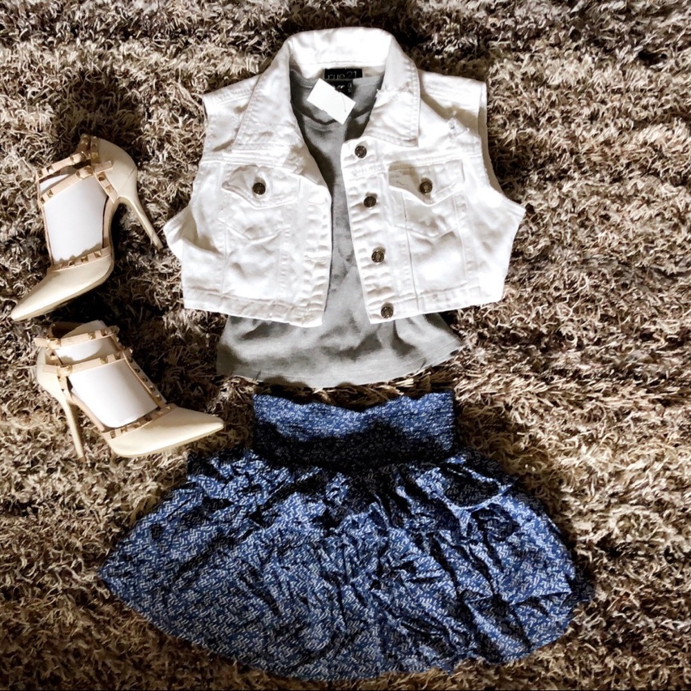 Blue and white flare skirt